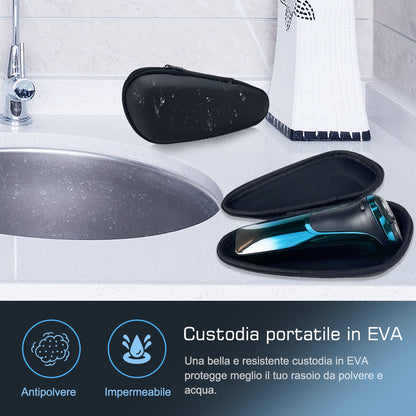 Rasoio Elettrico Qimmaol Pro per uomo: rasoio elettrico adatto per un utilizzo a secco e a umido, include custodia per il trasporto e 3 lame di ricambio.